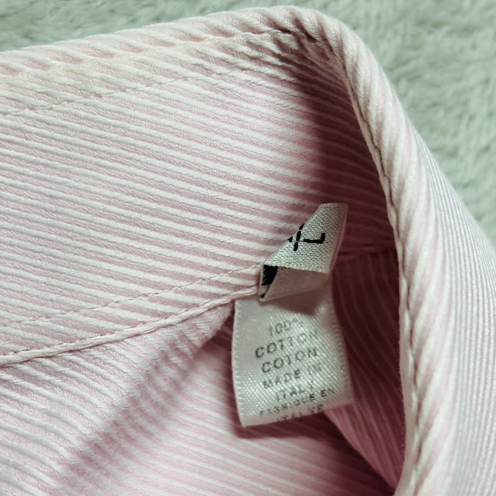 Armani Collezioni Button Down Dress Shirt Pink Striped Textured Mens L 41/16 - Picture 3 of 6